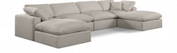 Meridian Furniture - Comfy 158" Linen Textured Fabric Upholstered 6 Piece Modular Sectional - 187Beige-Sec6B - GreatFurnitureDeal