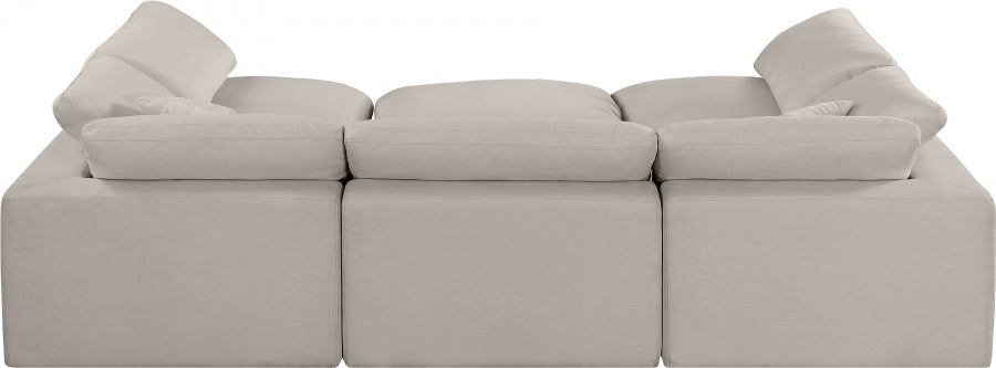 Meridian Furniture - Comfy 119" Linen Textured Fabric Upholstered 6 Piece Modular Sectional - 187Beige-Sec6C - GreatFurnitureDeal