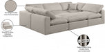 Meridian Furniture - Comfy 119" Linen Textured Fabric Upholstered 6 Piece Modular Sectional - 187Beige-Sec6C - GreatFurnitureDeal