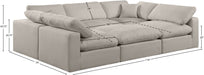 Meridian Furniture - Comfy 119" Linen Textured Fabric Upholstered 6 Piece Modular Sectional - 187Beige-Sec6C - GreatFurnitureDeal