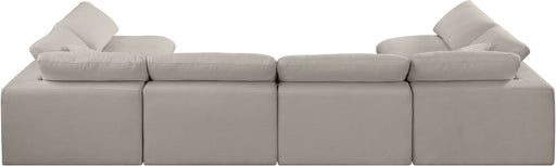 Meridian Furniture - Comfy 158" Linen Textured Fabric Upholstered 6 Piece Modular Sectional - 187Beige-Sec6D - GreatFurnitureDeal