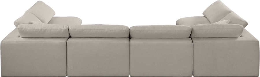 Meridian Furniture - Comfy 158" Linen Textured Fabric Upholstered 6 Piece Modular Sectional - 187Beige-Sec6D - GreatFurnitureDeal