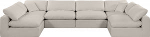 Meridian Furniture - Comfy 158" Linen Textured Fabric Upholstered 6 Piece Modular Sectional - 187Beige-Sec6D - GreatFurnitureDeal