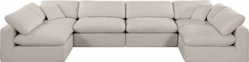 Meridian Furniture - Comfy 158" Linen Textured Fabric Upholstered 6 Piece Modular Sectional - 187Beige-Sec6D - GreatFurnitureDeal