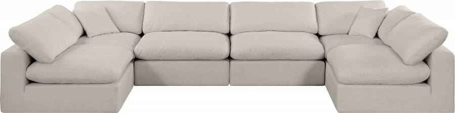 Meridian Furniture - Comfy 158" Linen Textured Fabric Upholstered 6 Piece Modular Sectional - 187Beige-Sec6D - GreatFurnitureDeal