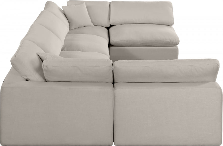 Meridian Furniture - Comfy 158" Linen Textured Fabric Upholstered 6 Piece Modular Sectional - 187Beige-Sec6D - GreatFurnitureDeal