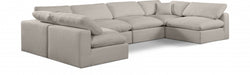 Meridian Furniture - Comfy 158" Linen Textured Fabric Upholstered 6 Piece Modular Sectional - 187Beige-Sec6D - GreatFurnitureDeal