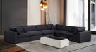 Meridian Furniture - Comfy 158" Linen Textured Fabric Upholstered 6 Piece Modular Sectional - 187Black-Sec6A - GreatFurnitureDeal