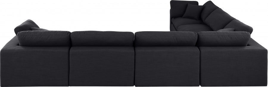Meridian Furniture - Comfy 158" Linen Textured Fabric Upholstered 6 Piece Modular Sectional - 187Black-Sec6A - GreatFurnitureDeal