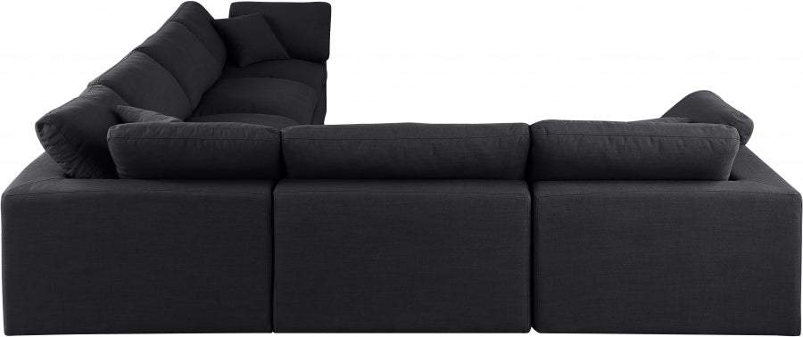 Meridian Furniture - Comfy 158" Linen Textured Fabric Upholstered 6 Piece Modular Sectional - 187Black-Sec6A - GreatFurnitureDeal
