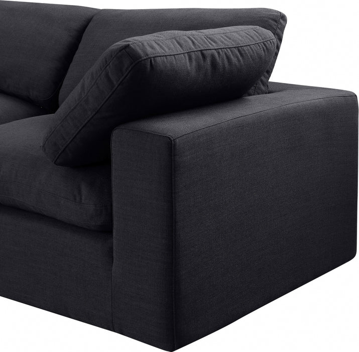Meridian Furniture - Comfy 158" Linen Textured Fabric Upholstered 6 Piece Modular Sectional - 187Black-Sec6A - GreatFurnitureDeal