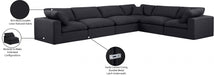 Meridian Furniture - Comfy 158" Linen Textured Fabric Upholstered 6 Piece Modular Sectional - 187Black-Sec6A - GreatFurnitureDeal