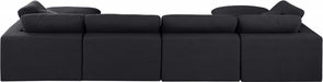 Meridian Furniture - Comfy 158" Linen Textured Fabric Upholstered 6 Piece Modular Sectional - 187Black-Sec6B - GreatFurnitureDeal