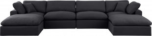 Meridian Furniture - Comfy 158" Linen Textured Fabric Upholstered 6 Piece Modular Sectional - 187Black-Sec6B - GreatFurnitureDeal