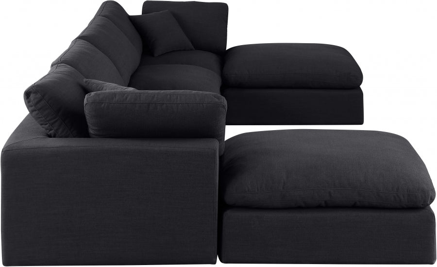 Meridian Furniture - Comfy 158" Linen Textured Fabric Upholstered 6 Piece Modular Sectional - 187Black-Sec6B - GreatFurnitureDeal