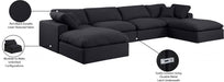Meridian Furniture - Comfy 158" Linen Textured Fabric Upholstered 6 Piece Modular Sectional - 187Black-Sec6B - GreatFurnitureDeal