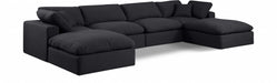 Meridian Furniture - Comfy 158" Linen Textured Fabric Upholstered 6 Piece Modular Sectional - 187Black-Sec6B - GreatFurnitureDeal