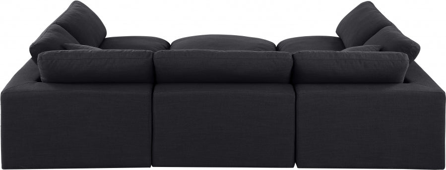 Meridian Furniture - Comfy 119" Linen Textured Fabric Upholstered 6 Piece Modular Sectional - 187Black-Sec6C - GreatFurnitureDeal