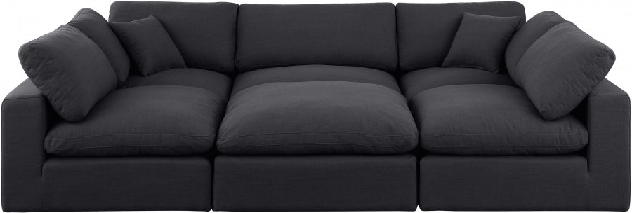 Meridian Furniture - Comfy 119" Linen Textured Fabric Upholstered 6 Piece Modular Sectional - 187Black-Sec6C - GreatFurnitureDeal