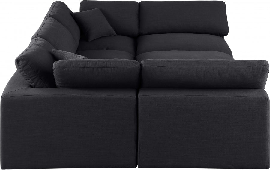 Meridian Furniture - Comfy 119" Linen Textured Fabric Upholstered 6 Piece Modular Sectional - 187Black-Sec6C - GreatFurnitureDeal
