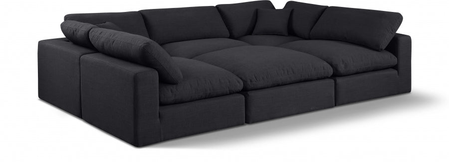Meridian Furniture - Comfy 119" Linen Textured Fabric Upholstered 6 Piece Modular Sectional - 187Black-Sec6C - GreatFurnitureDeal
