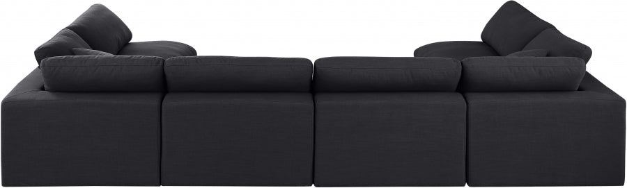 Meridian Furniture - Comfy 158" Linen Textured Fabric Upholstered 6 Piece Modular Sectional - 187Black-Sec6D - GreatFurnitureDeal