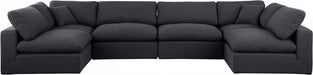 Meridian Furniture - Comfy 158" Linen Textured Fabric Upholstered 6 Piece Modular Sectional - 187Black-Sec6D - GreatFurnitureDeal