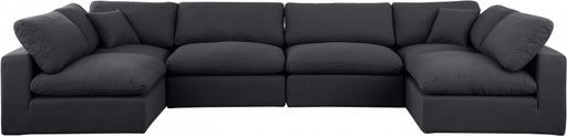 Meridian Furniture - Comfy 158" Linen Textured Fabric Upholstered 6 Piece Modular Sectional - 187Black-Sec6D - GreatFurnitureDeal