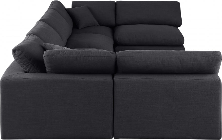 Meridian Furniture - Comfy 158" Linen Textured Fabric Upholstered 6 Piece Modular Sectional - 187Black-Sec6D - GreatFurnitureDeal