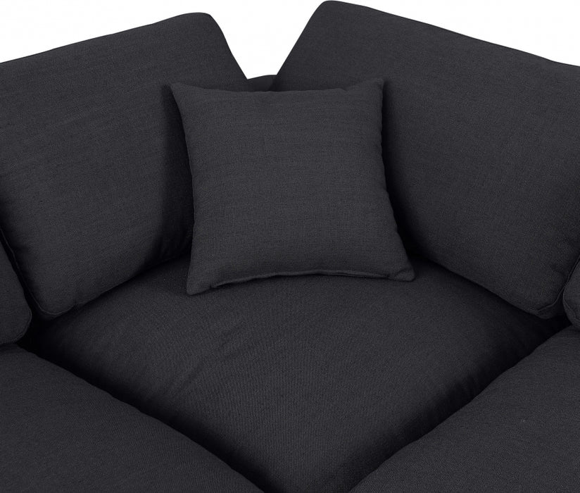 Meridian Furniture - Comfy 158" Linen Textured Fabric Upholstered 6 Piece Modular Sectional - 187Black-Sec6D - GreatFurnitureDeal