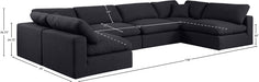 Meridian Furniture - Comfy 158" Linen Textured Fabric Upholstered 6 Piece Modular Sectional - 187Black-Sec6D - GreatFurnitureDeal