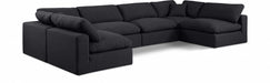 Meridian Furniture - Comfy 158" Linen Textured Fabric Upholstered 6 Piece Modular Sectional - 187Black-Sec6D - GreatFurnitureDeal