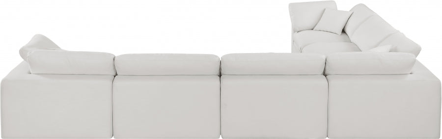 Meridian Furniture - Comfy 158" Linen Textured Fabric Upholstered 6 Piece Modular Sectional - 187Cream-Sec6A - GreatFurnitureDeal
