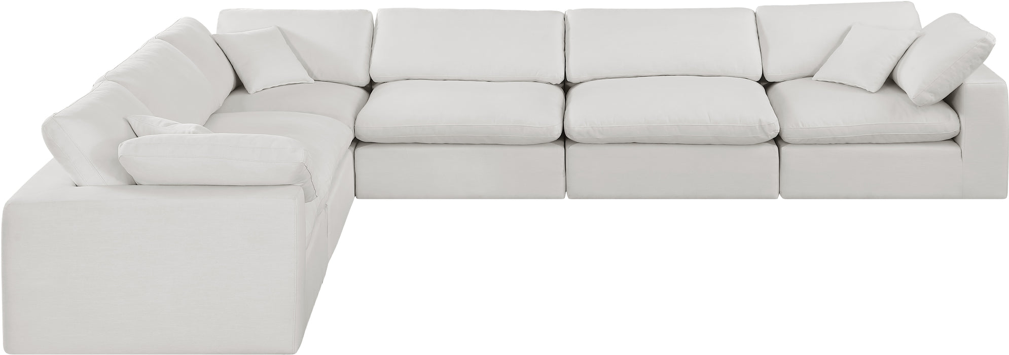 Meridian Furniture - Comfy 158" Linen Textured Fabric Upholstered 6 Piece Modular Sectional - 187Cream-Sec6A - GreatFurnitureDeal