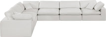 Meridian Furniture - Comfy 158" Linen Textured Fabric Upholstered 6 Piece Modular Sectional - 187Cream-Sec6A - GreatFurnitureDeal