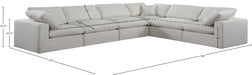 Meridian Furniture - Comfy 158" Linen Textured Fabric Upholstered 6 Piece Modular Sectional - 187Cream-Sec6A - GreatFurnitureDeal