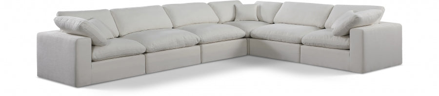 Meridian Furniture - Comfy 158" Linen Textured Fabric Upholstered 6 Piece Modular Sectional - 187Cream-Sec6A - GreatFurnitureDeal