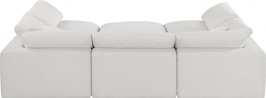 Meridian Furniture - Comfy 119" Linen Textured Fabric Upholstered 6 Piece Modular Sectional - 187Cream-Sec6C - GreatFurnitureDeal