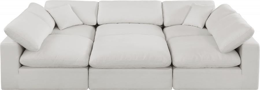 Meridian Furniture - Comfy 119" Linen Textured Fabric Upholstered 6 Piece Modular Sectional - 187Cream-Sec6C - GreatFurnitureDeal