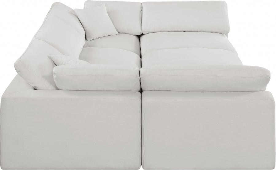 Meridian Furniture - Comfy 119" Linen Textured Fabric Upholstered 6 Piece Modular Sectional - 187Cream-Sec6C - GreatFurnitureDeal
