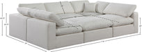 Meridian Furniture - Comfy 119" Linen Textured Fabric Upholstered 6 Piece Modular Sectional - 187Cream-Sec6C - GreatFurnitureDeal