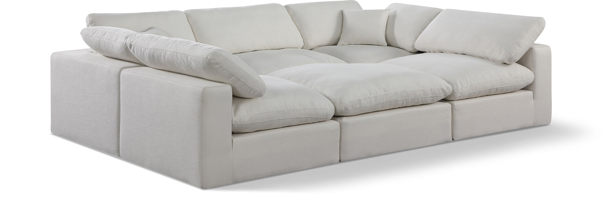 Meridian Furniture - Comfy 119" Linen Textured Fabric Upholstered 6 Piece Modular Sectional - 187Cream-Sec6C - GreatFurnitureDeal