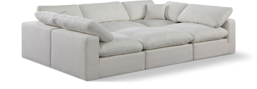 Meridian Furniture - Comfy 119" Linen Textured Fabric Upholstered 6 Piece Modular Sectional - 187Cream-Sec6C - GreatFurnitureDeal
