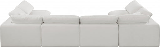 Meridian Furniture - Comfy 158" Linen Textured Fabric Upholstered 6 Piece Modular Sectional - 187Cream-Sec6D - GreatFurnitureDeal