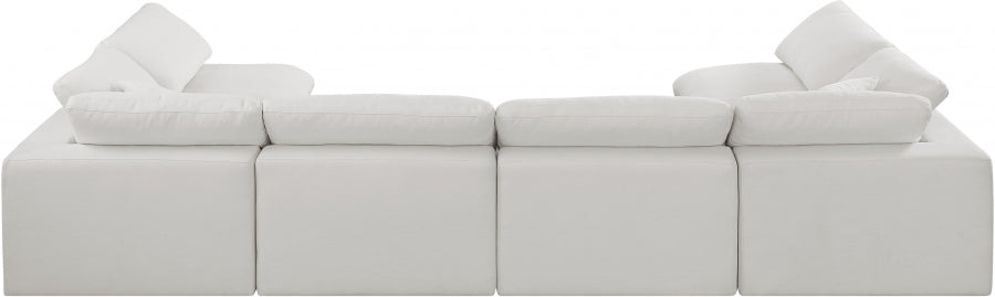 Meridian Furniture - Comfy 158" Linen Textured Fabric Upholstered 6 Piece Modular Sectional - 187Cream-Sec6D - GreatFurnitureDeal
