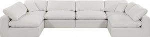 Meridian Furniture - Comfy 158" Linen Textured Fabric Upholstered 6 Piece Modular Sectional - 187Cream-Sec6D - GreatFurnitureDeal