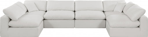 Meridian Furniture - Comfy 158" Linen Textured Fabric Upholstered 6 Piece Modular Sectional - 187Cream-Sec6D - GreatFurnitureDeal