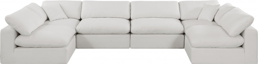 Meridian Furniture - Comfy 158" Linen Textured Fabric Upholstered 6 Piece Modular Sectional - 187Cream-Sec6D - GreatFurnitureDeal