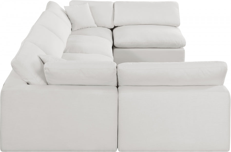 Meridian Furniture - Comfy 158" Linen Textured Fabric Upholstered 6 Piece Modular Sectional - 187Cream-Sec6D - GreatFurnitureDeal