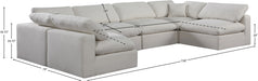 Meridian Furniture - Comfy 158" Linen Textured Fabric Upholstered 6 Piece Modular Sectional - 187Cream-Sec6D - GreatFurnitureDeal